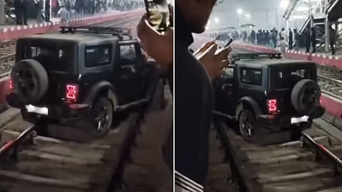 A Thar SUV entering Dimapur railway station platform went viral, police registered a case for safety violations.