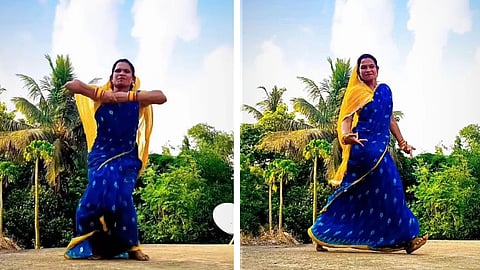 A woman’s energetic ‘Dhoom Again’ dance in a saree has taken social media by storm.