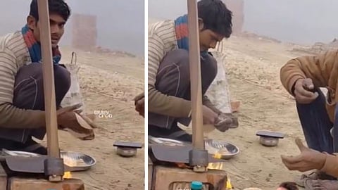 A man using a shovel as a tawa to cook roti has left social media users amazed, showcasing true desi jugaad.