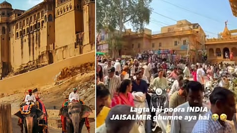 Heavy tourist rush at Jaisalmer Fort during December holidays has triggered concerns of overcrowding, with viral videos flooding social media.
