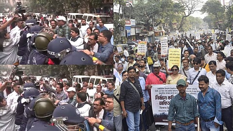 कोलकाता में चुनाव आयोग के दफ्तर के बाहर BLO का हंगामा, जमकर किया विरोध प्रदर्शन