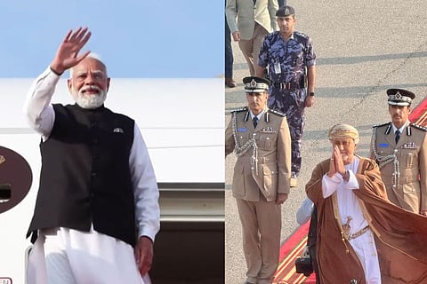 PM Modi departs for India after completing his Oman visit; Deputy PM Saeed embraces him and bids farewell with a "Namaste.