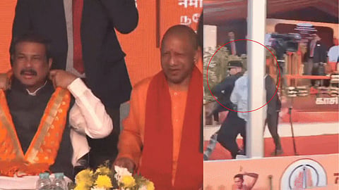 varanasi-cm-yogi-adityanath-security-breach-drunk-man-kashi-tamil-sangamam-stage