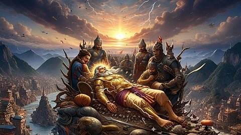 Bhishma Pitamah after his death A great secret is hidden behind his 58 days on the bed of arrows.