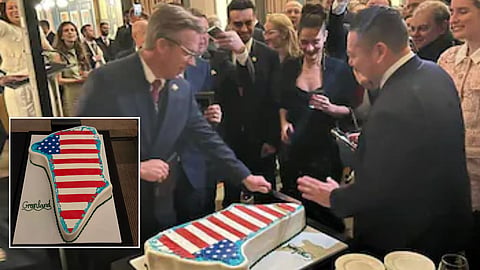 Trump's 'Greenland' obsession: US lawmakers cut a cake shaped like the island, calling it America's 51st state.
