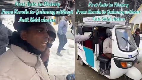 A man’s journey from Kerala to Gulmarg in an auto rickshaw during heavy snowfall has gone viral on social media.