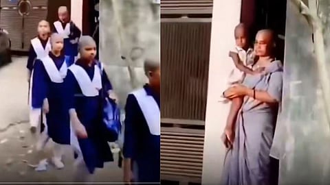 A viral video showing classmates shaving their heads to support a cancer-stricken friend is touching hearts on social media.