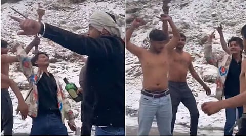 A viral video showing tourists partying with alcohol on a snow-covered road in Lahaul-Spiti has sparked outrage online.