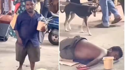 A viral video showing a man transforming from a well-dressed individual into a beggar has sparked laughter and serious debate on social media.