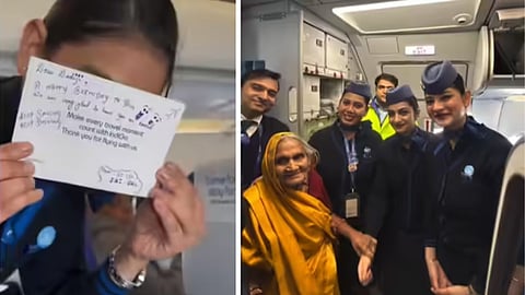 A son’s gift of his mother’s first flight turned emotional after Indigo crew made her birthday journey truly special.