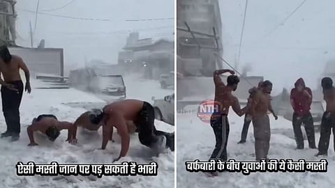 A viral video from Shimla shows tourists dancing shirtless on snowy roads, raising serious concerns over civic sense and safety.