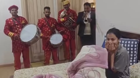 A Delhi man’s unique proposal with a live band inside his girlfriend’s home while she was asleep has gone viral on social media.