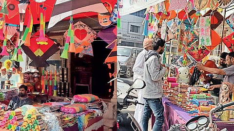 On Makar Sankranti, the skies of Nashik were filled with a festival of colorful kites, and the market was adorned with kites from Gujarat.