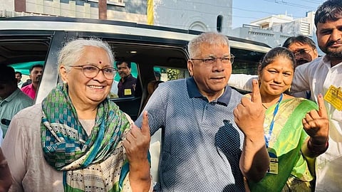 Vanchit Bahujan Aghadi Leader Prakash Ambedkar cast his vote in the Akola Municipal Corporation elections