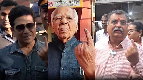RSS Chief Mohan Bhagwat, Sachin Tendulkar, and Piyush Goyal cast their votes.