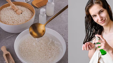 Rice Water Applying On Hair