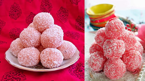 Rose coconut laddu