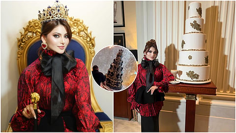 urvashi rautela cuts world most expensive cake