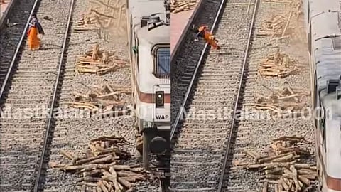 A woman was seriously injured in Bihar’s Paharpur after a train hit wood logs illegally placed on the railway track.