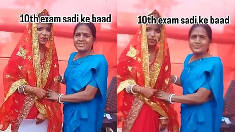 A Class 10 bride reached her exam centre in wedding attire, and the video went viral.