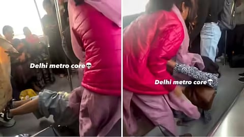 A push inside Delhi Metro led to a physical fight between two women; the video has gone viral.