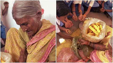 A school’s “chana wali dadi” distributing roasted chickpeas has melted hearts online.