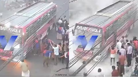 A bus caught fire in Palakkad, but quick action by an auto driver saved all passengers.