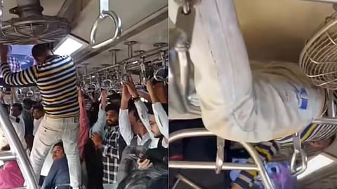 A man was seen sleeping on a luggage rack inside a Mumbai local train, leaving the internet amused and shocked.