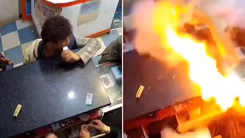 A man checking a mobile battery by biting it suffered a severe blast, highlighting the deadly danger of lithium batteries.