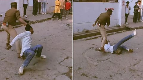 A youth creating chaos in a crowd was caught by police, video goes viral.