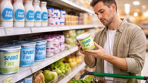 erson Choosing Fat Free Food Products
