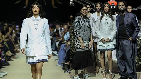 Ananya Panday Fashion Week Look Rahul Mishra collection ivory skirt blazer Bollywood fashion news