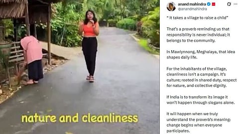 Anand Mahindra praises Mawlynnong village for its culture of cleanliness.