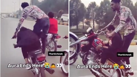 A dangerous bike stunt with a girlfriend goes viral, sparking outrage over reckless riding.