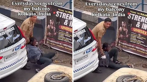 A man throwing stones at vehicles faces dramatic police action in a viral street chaos video.