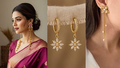 Lightweight Gold Earring Designs For First Holi