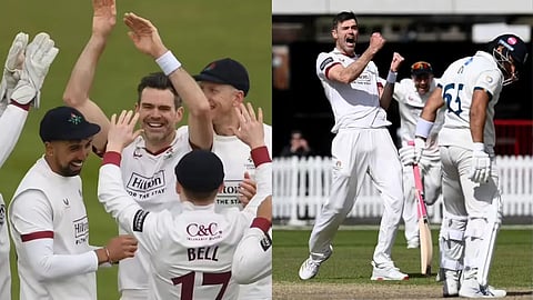 James Anderson during county cricket