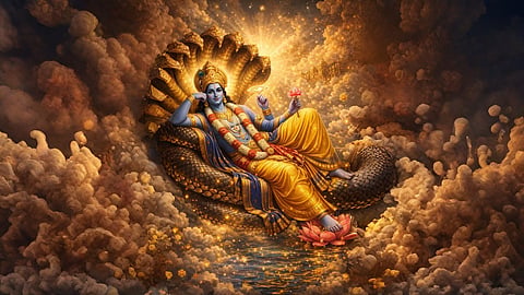 Lord Vishnu always reside upon Sheshnag profound mystery