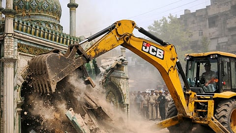 Sambhal News: Yogi's Bulldozer Roars Again in Sambhal; Decades-Old Imambara and Eidgah Demolished in Moments.