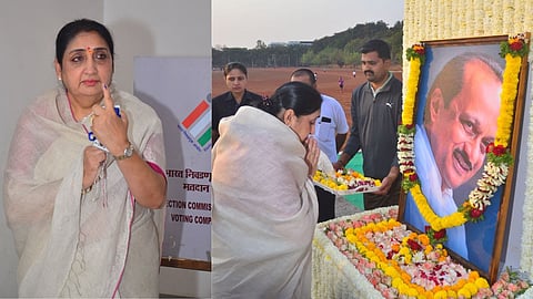 Baramati Bypoll Sunetra Pawar Casts Vote Pays Tribute to Ajit Pawar