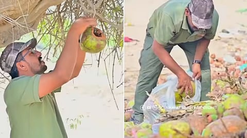A man from Barmer is winning hearts by turning coconut shells into bird nests to save birds in summer.