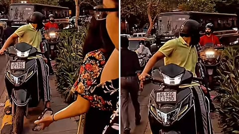 A viral video shows girls being abused for stopping bike riders using a footpath.