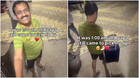 A father picking up his daughter at 1 am has touched hearts in a viral video online.