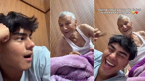 A cute “I Love You” moment between grandson and grandfather goes viral online.
