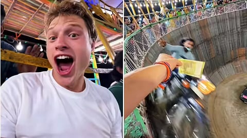 Foreigner amazed after witnessing India’s “Wall of Death” stunt.
