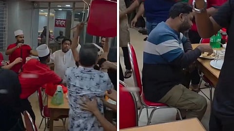 A man calmly eating biryani during a restaurant fight went viral online.