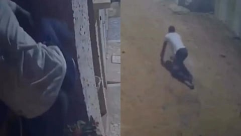 A thief trying to enter a house fell badly, and the CCTV clip has gone viral on social media.