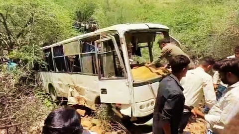 A tragic bus accident in Ajmer's Pushkar Ghati leaves 2 dead and 31 injured as the vehicle plunges 150 feet into a ditch. Rescue operations completed.