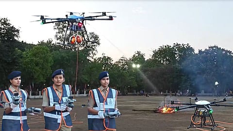 Indore Police Live Demo Fire Fighter Drones