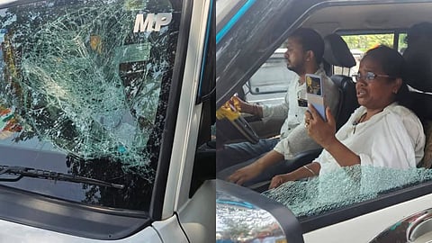 TMC candidate Mitali Bag's car attacked in Arambagh during election campaigning.